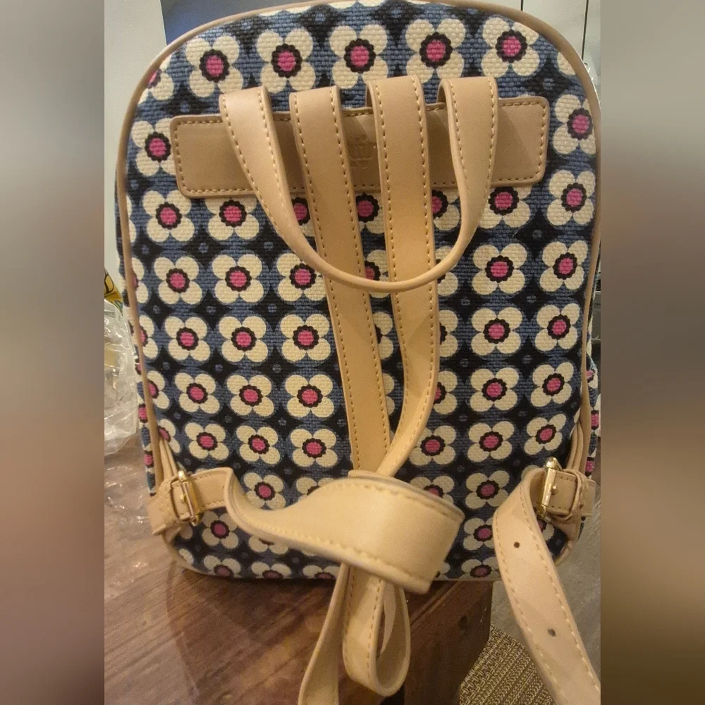 Spartina 449 Women's Blue Floral Linen & Leather Mini Backpack